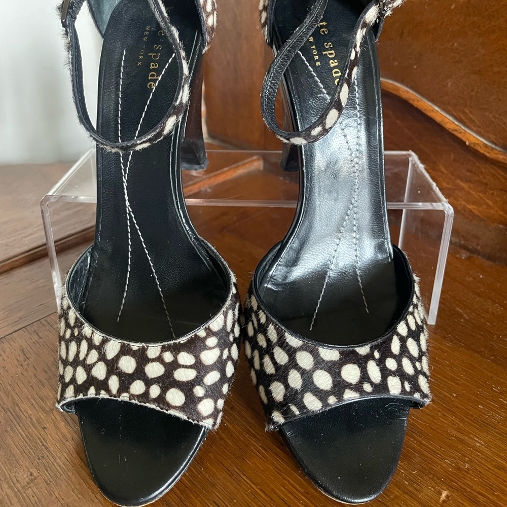 Kate Spade Black and White T-Strap Heels